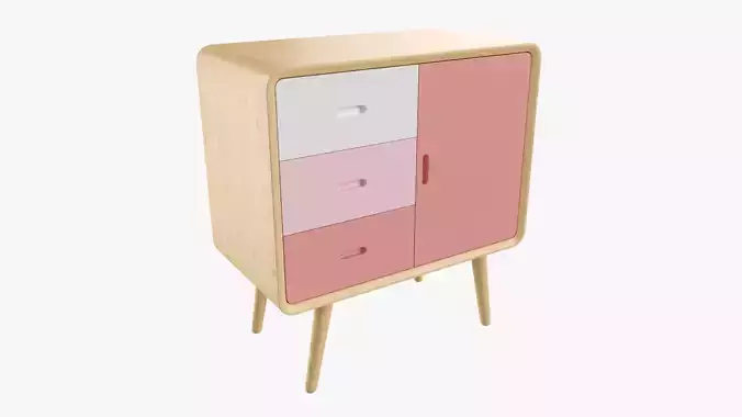 Wooden cabinet with drawers 01 3D model