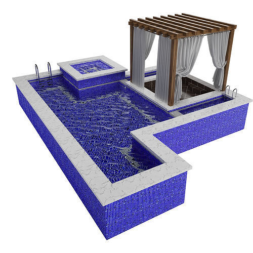Pool with Gazebo Low-poly 3D model