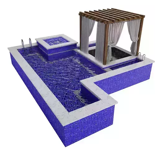 Pool with Gazebo Low-poly 3D model