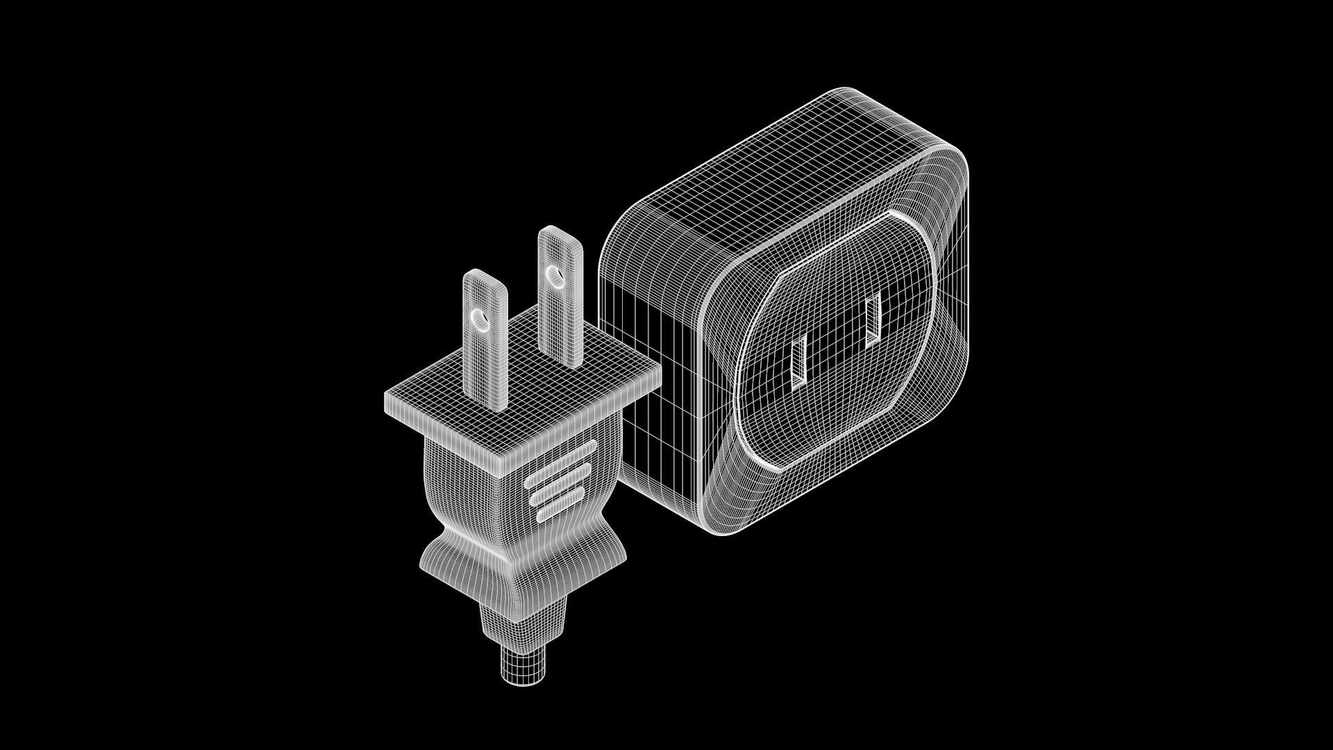 Electrical Plug and Socket - Type A Low-poly 3D model_7