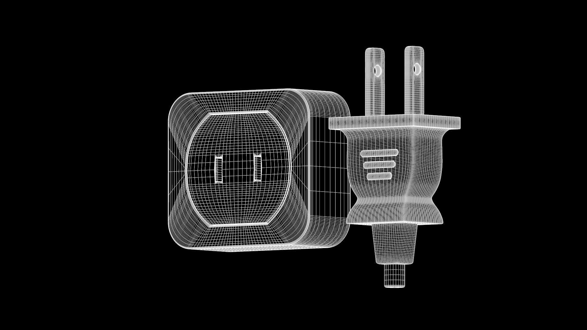 Electrical Plug and Socket - Type A Low-poly 3D model_8