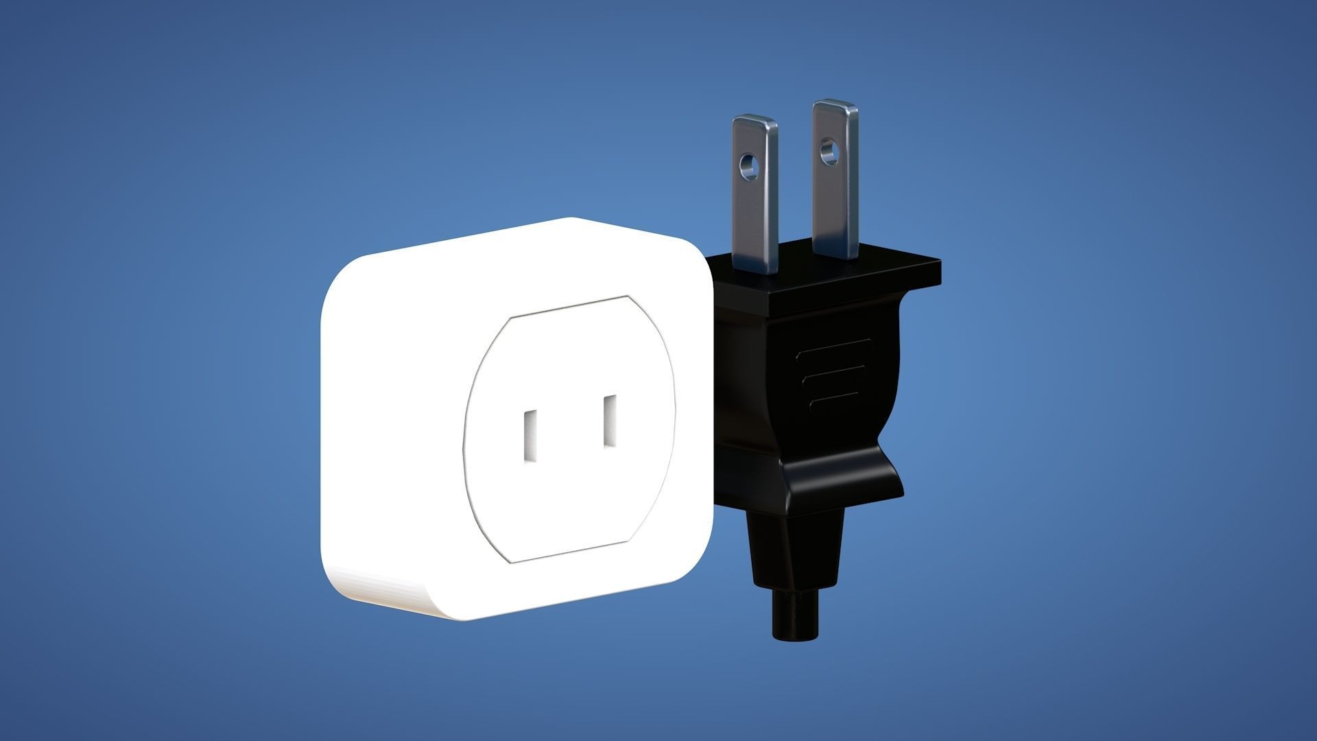 Electrical Plug and Socket - Type A Low-poly 3D model_2