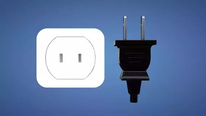 Electrical Plug and Socket - Type A Low-poly 3D model