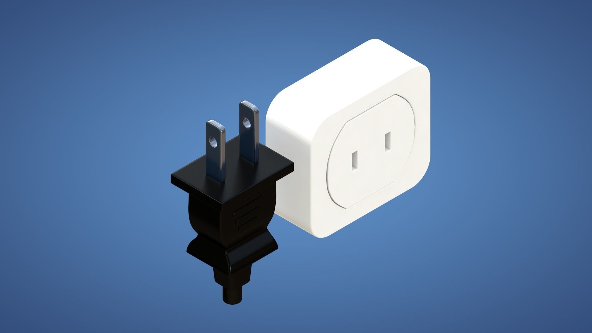 Electrical Plug and Socket - Type A Low-poly 3D model_3