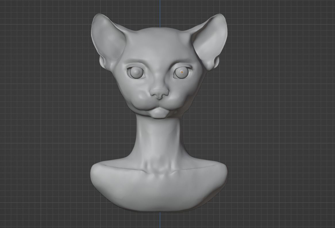 work piece bust cat-human 3D model_6