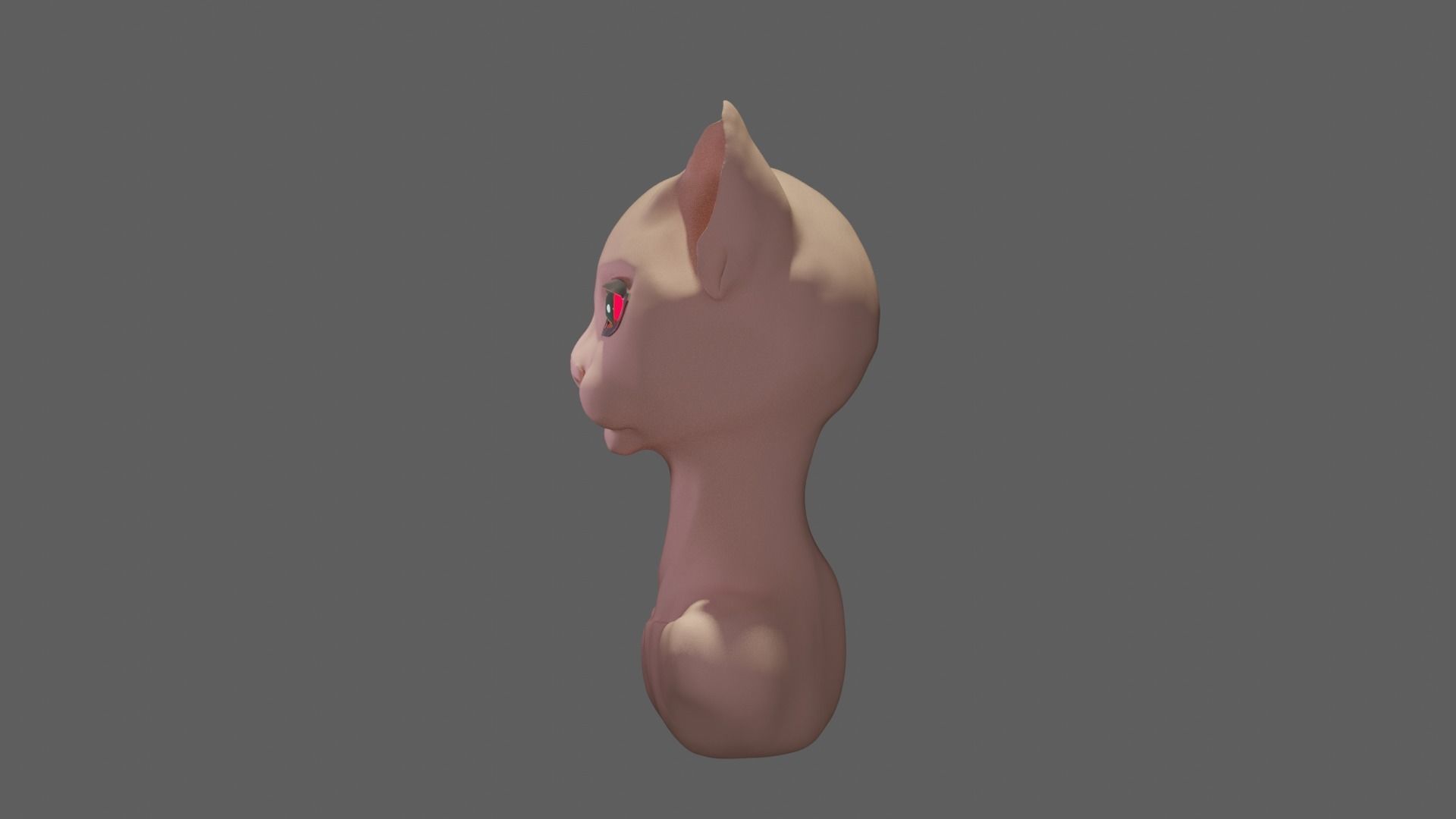 work piece bust cat-human 3D model_2