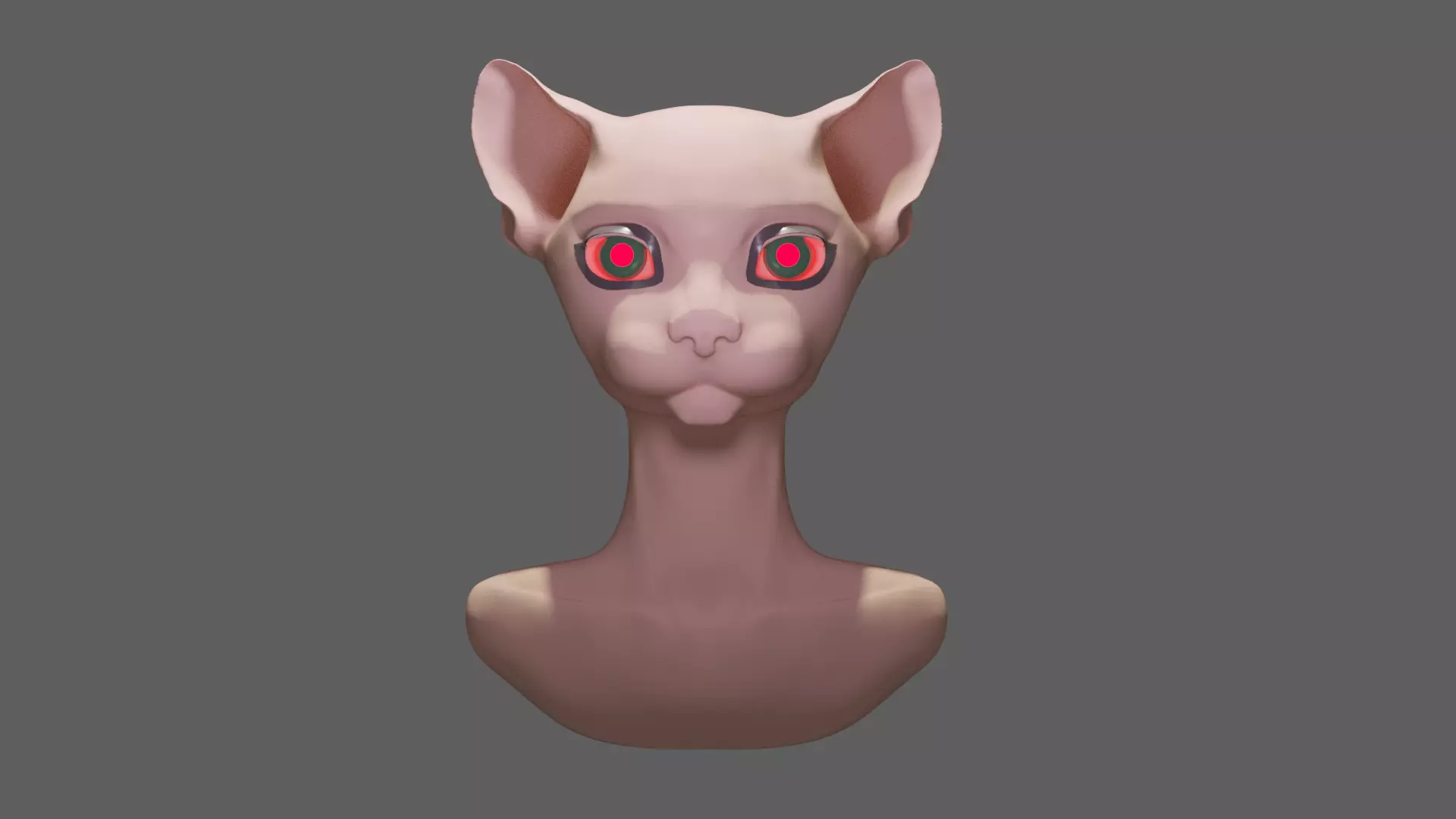 work piece bust cat-human 3D model_0