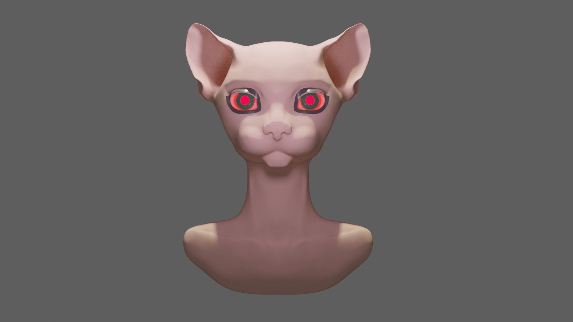 work piece bust cat-human 3D model_3