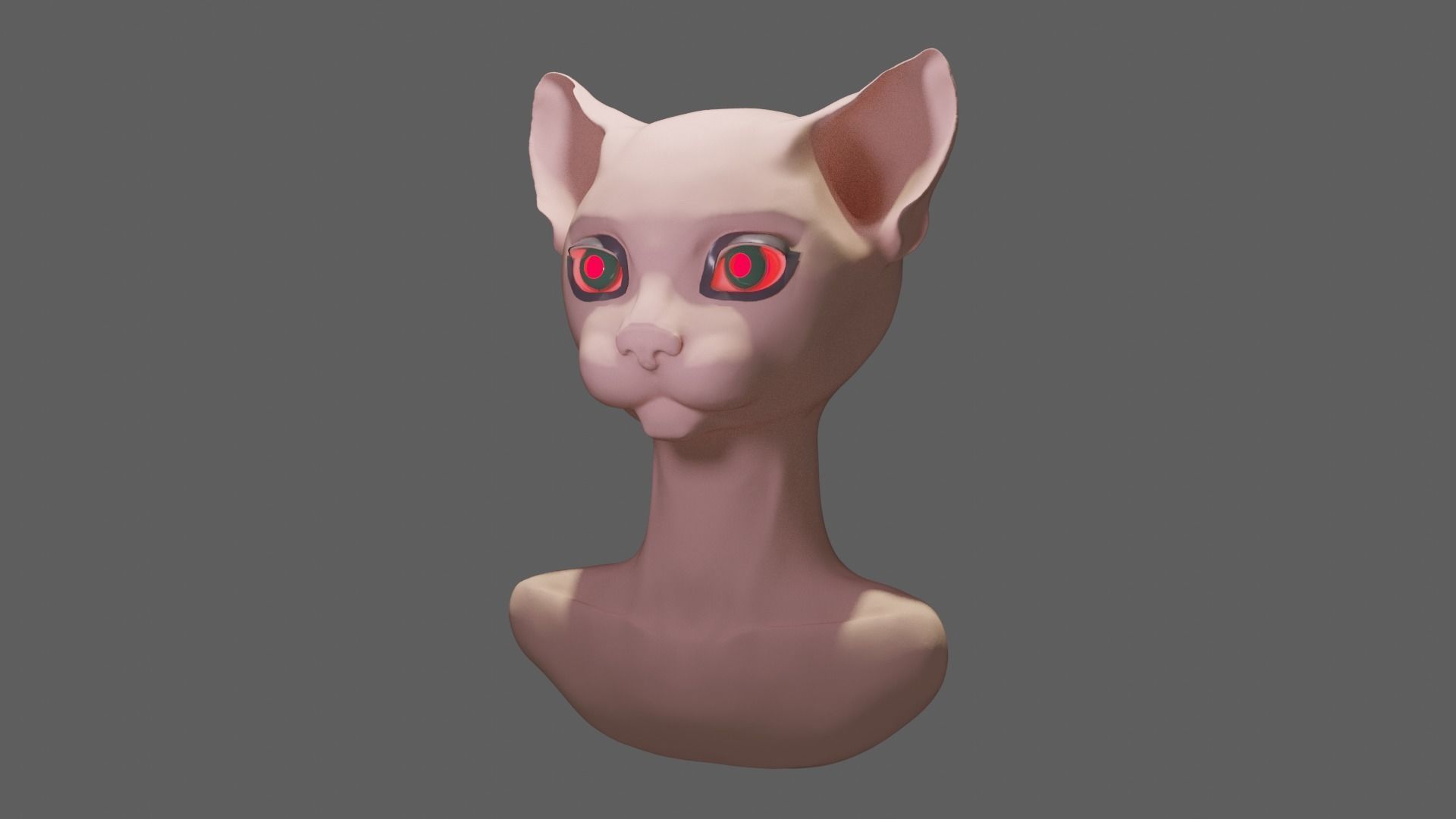 work piece bust cat-human 3D model_1