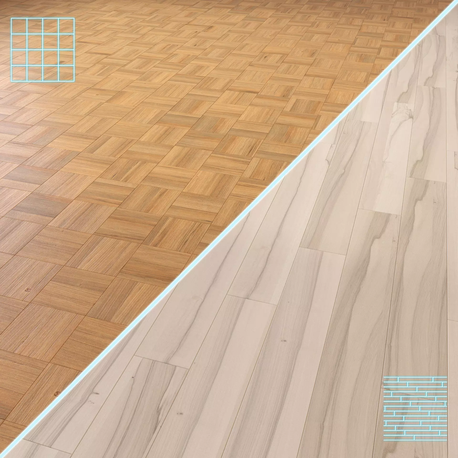 Parquet - Laminate - Wooden floor 2 in 1 Low-poly 3D model_0