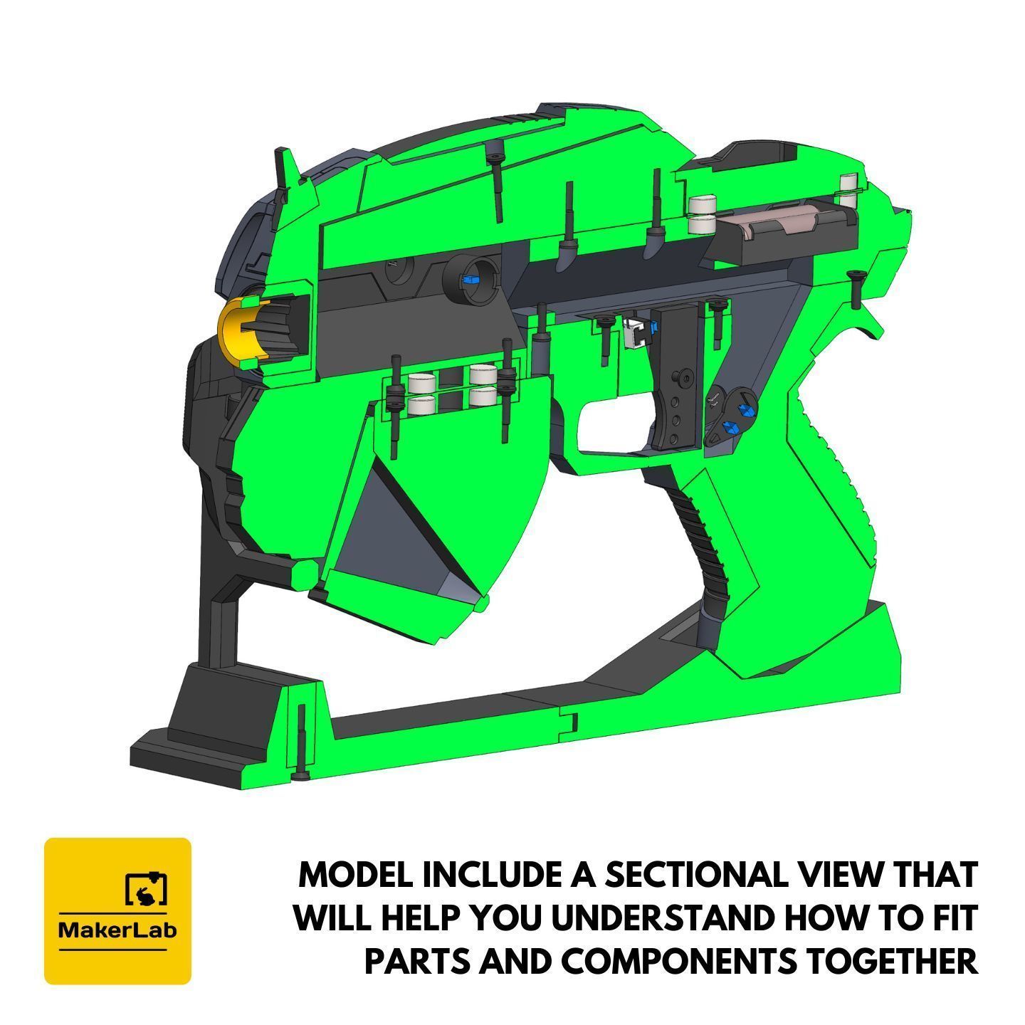 Snub Blaster - Gears of War - Printable 3d model - STL 3D print model_10