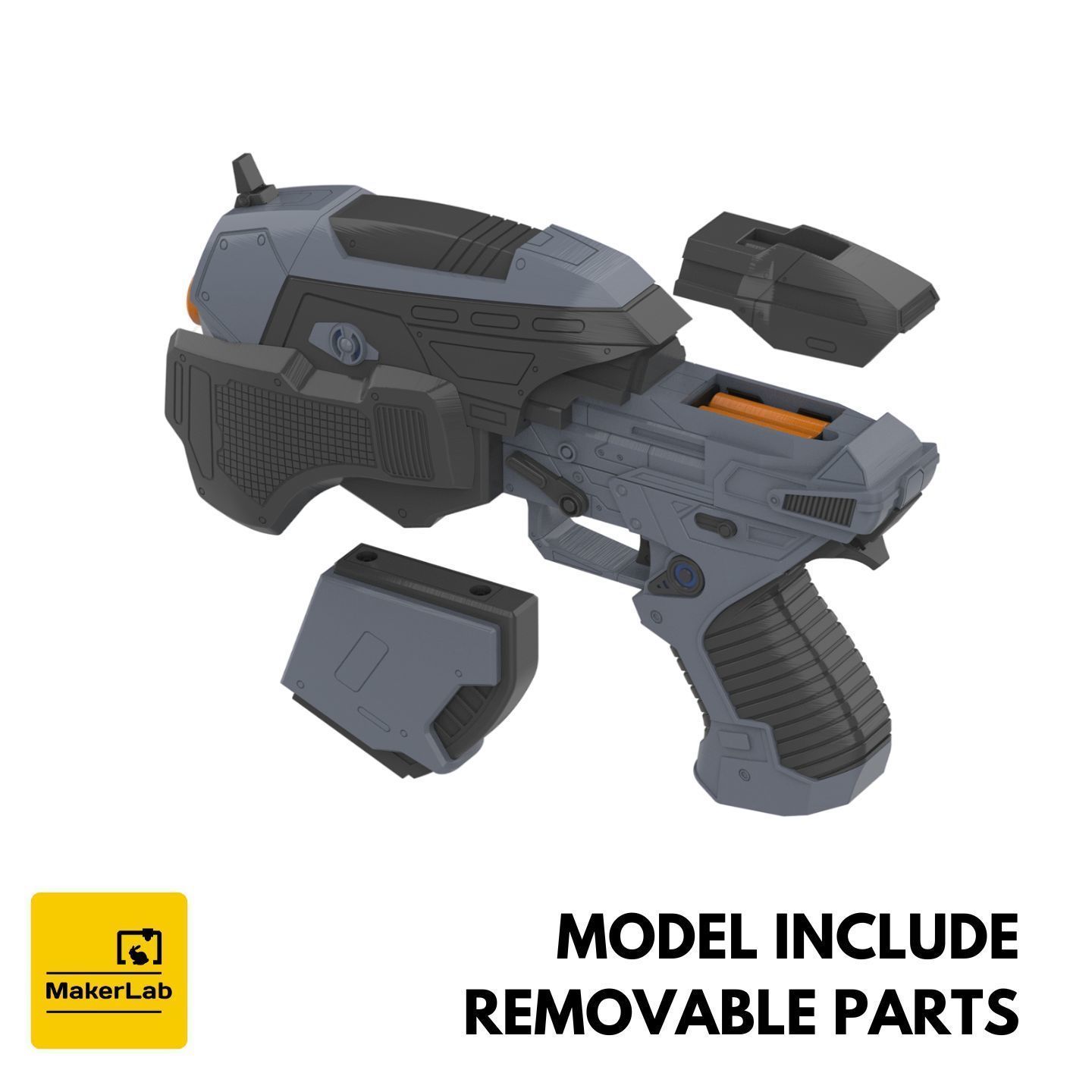 Snub Blaster - Gears of War - Printable 3d model - STL 3D print model_6