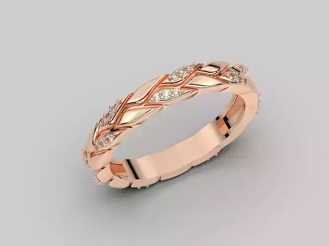 Diamond ring silver gold printable jewelry 3D model