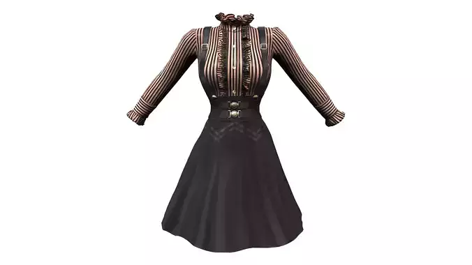 Steampunk Dress Suspenders with Frilled Blouse