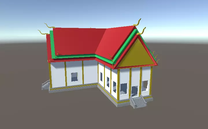 Thai Temple Lowpoly fbx unity Low-poly 3D model