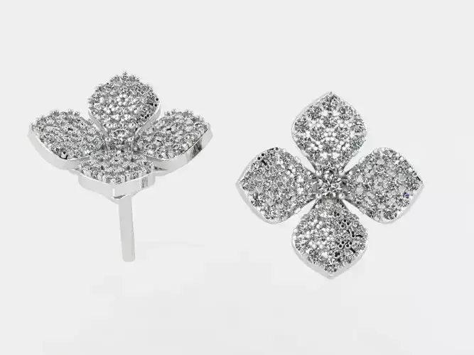 Earring two diamond flower stud earrings