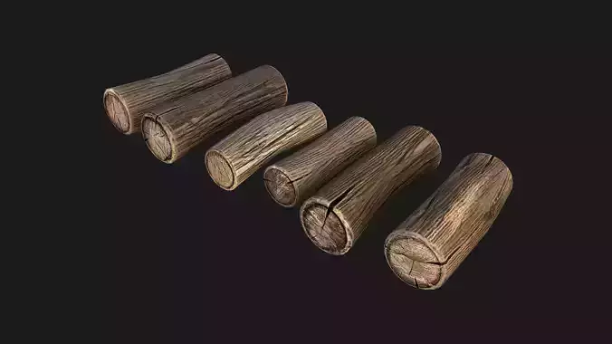 Firewood pair of wooden logs Low-poly 3D model