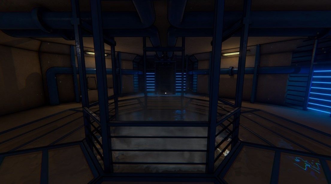 Sewers room with lights and pipes 3D model_2