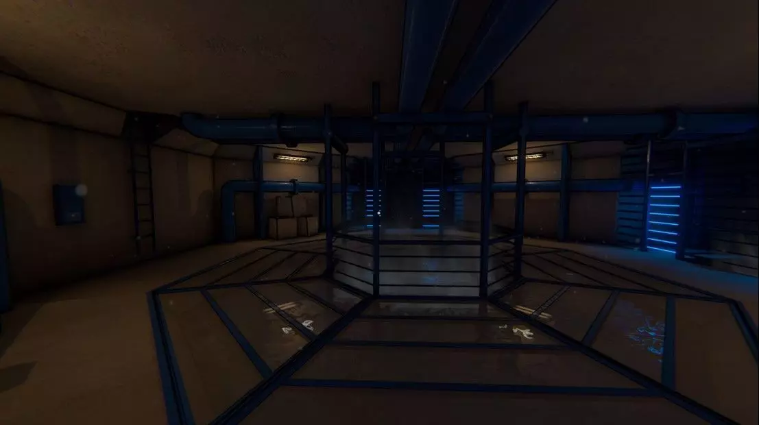 Sewers room with lights and pipes 3D model_0