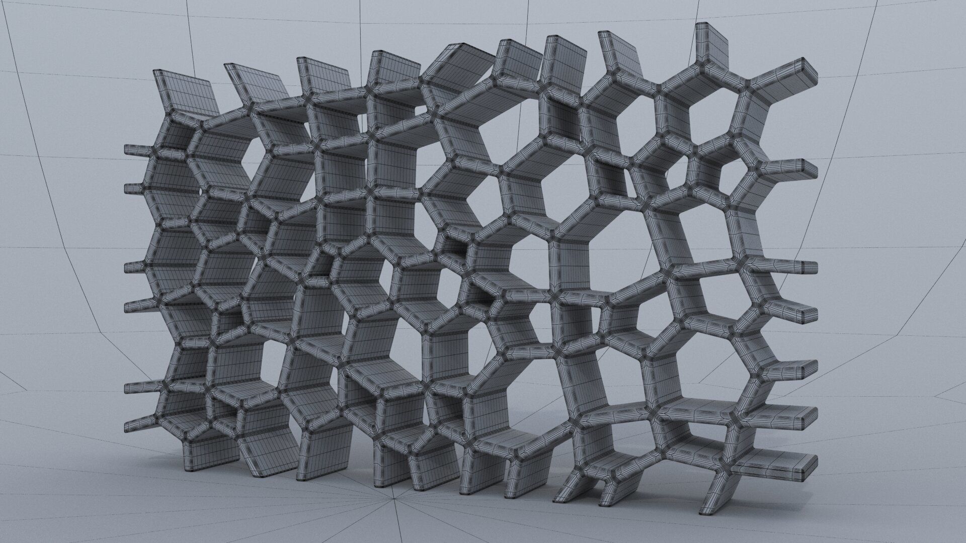 Cupboard shelf made of hexagons 3D model_4