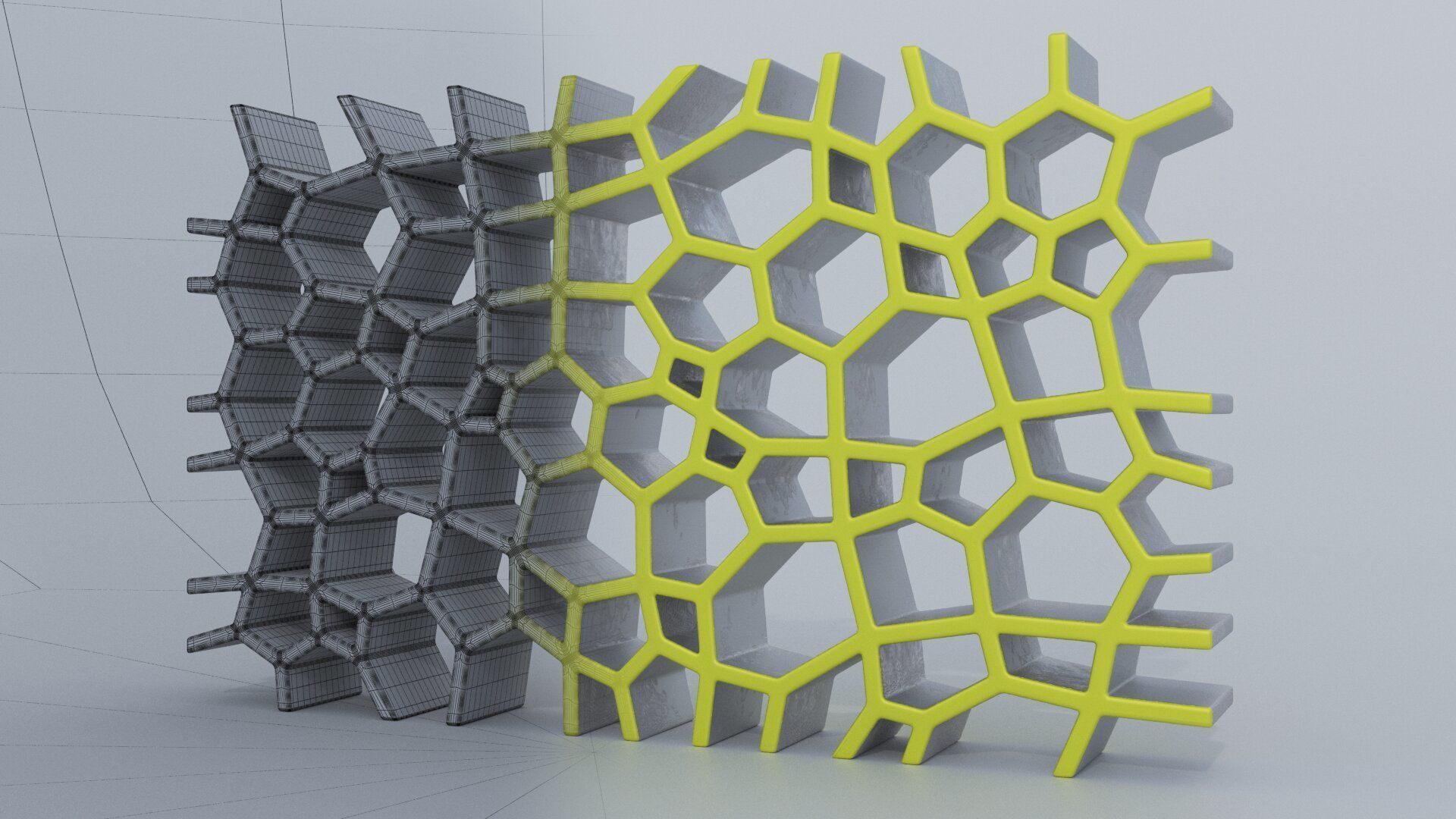 Cupboard shelf made of hexagons 3D model_8