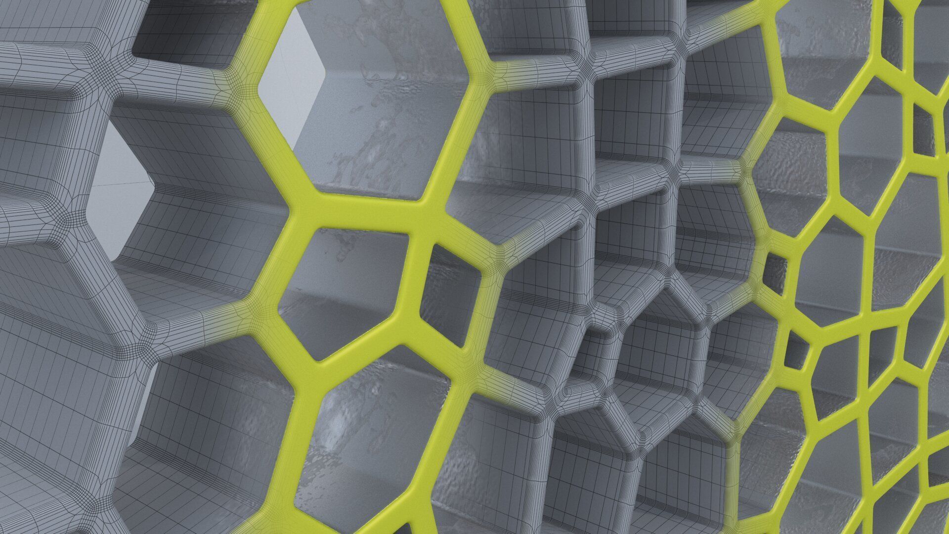 Cupboard shelf made of hexagons 3D model_11