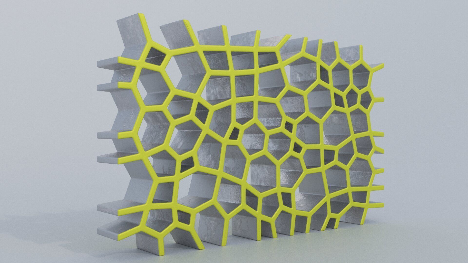 Cupboard shelf made of hexagons 3D model_1