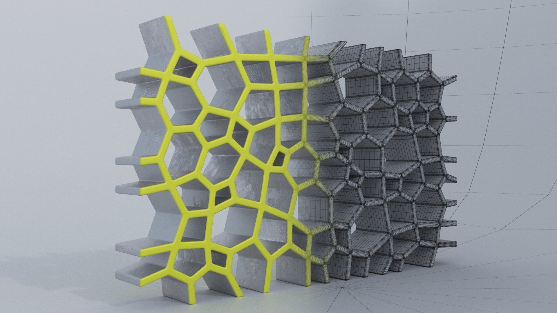 Cupboard shelf made of hexagons 3D model_9