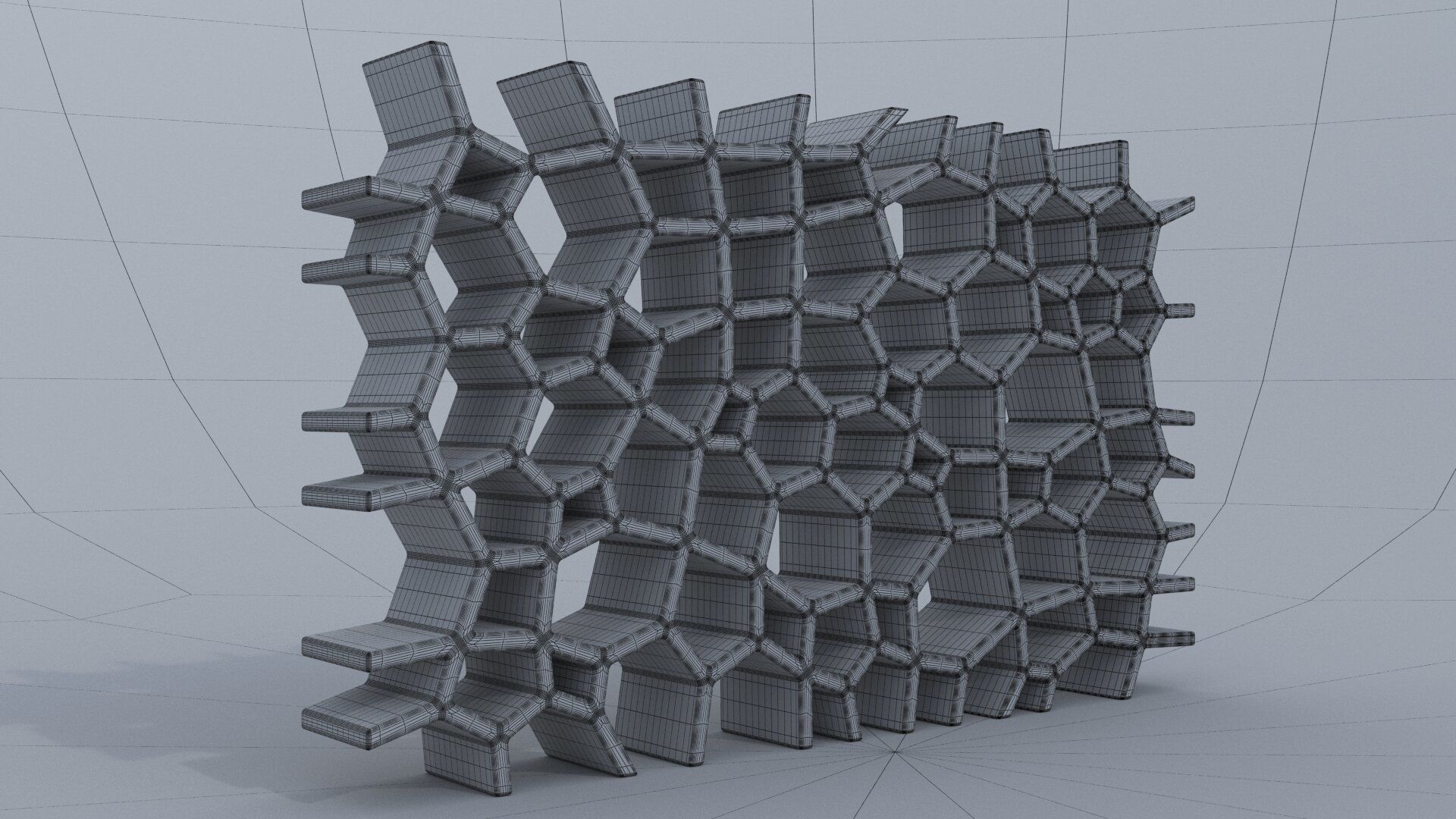 Cupboard shelf made of hexagons 3D model_5