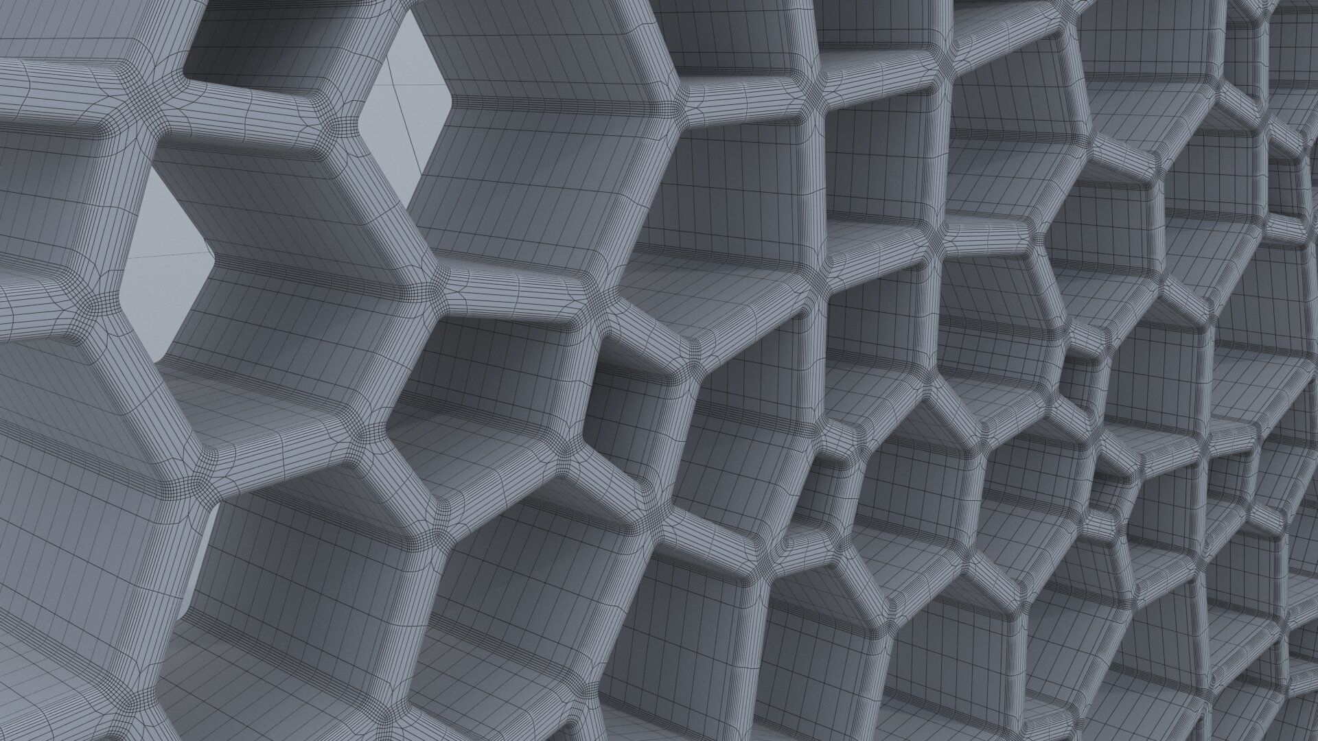 Cupboard shelf made of hexagons 3D model_7
