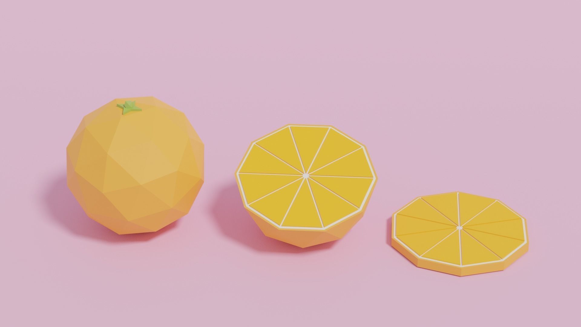 Low Poly Cartoon Orange Low-poly 3D model_3