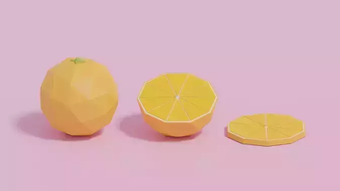 Low Poly Cartoon Orange