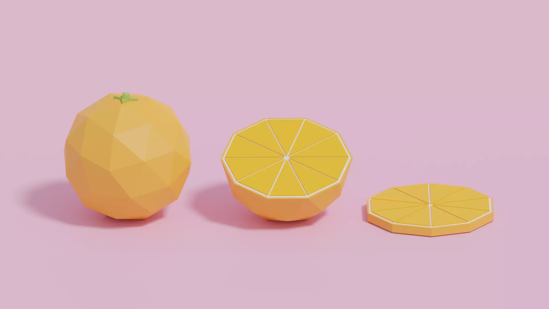 Low Poly Cartoon Orange Low-poly 3D model_0
