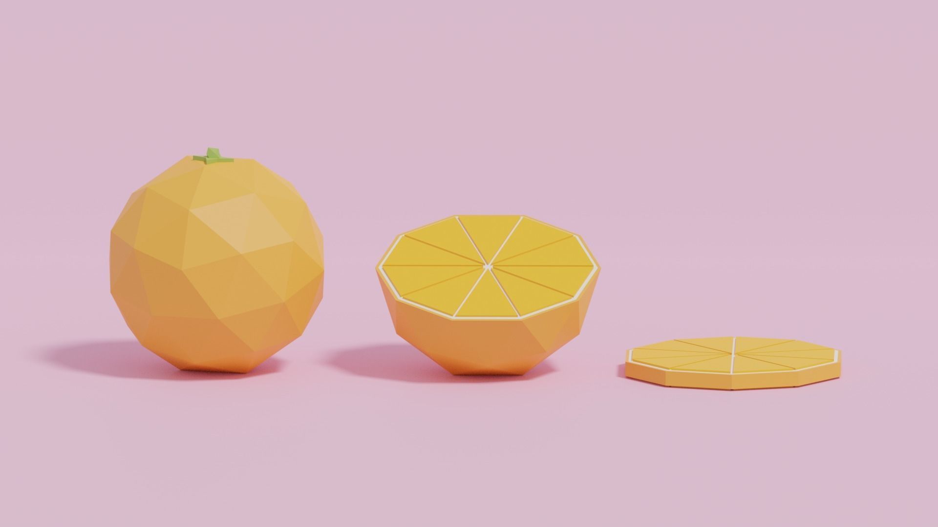 Low Poly Cartoon Orange Low-poly 3D model_4
