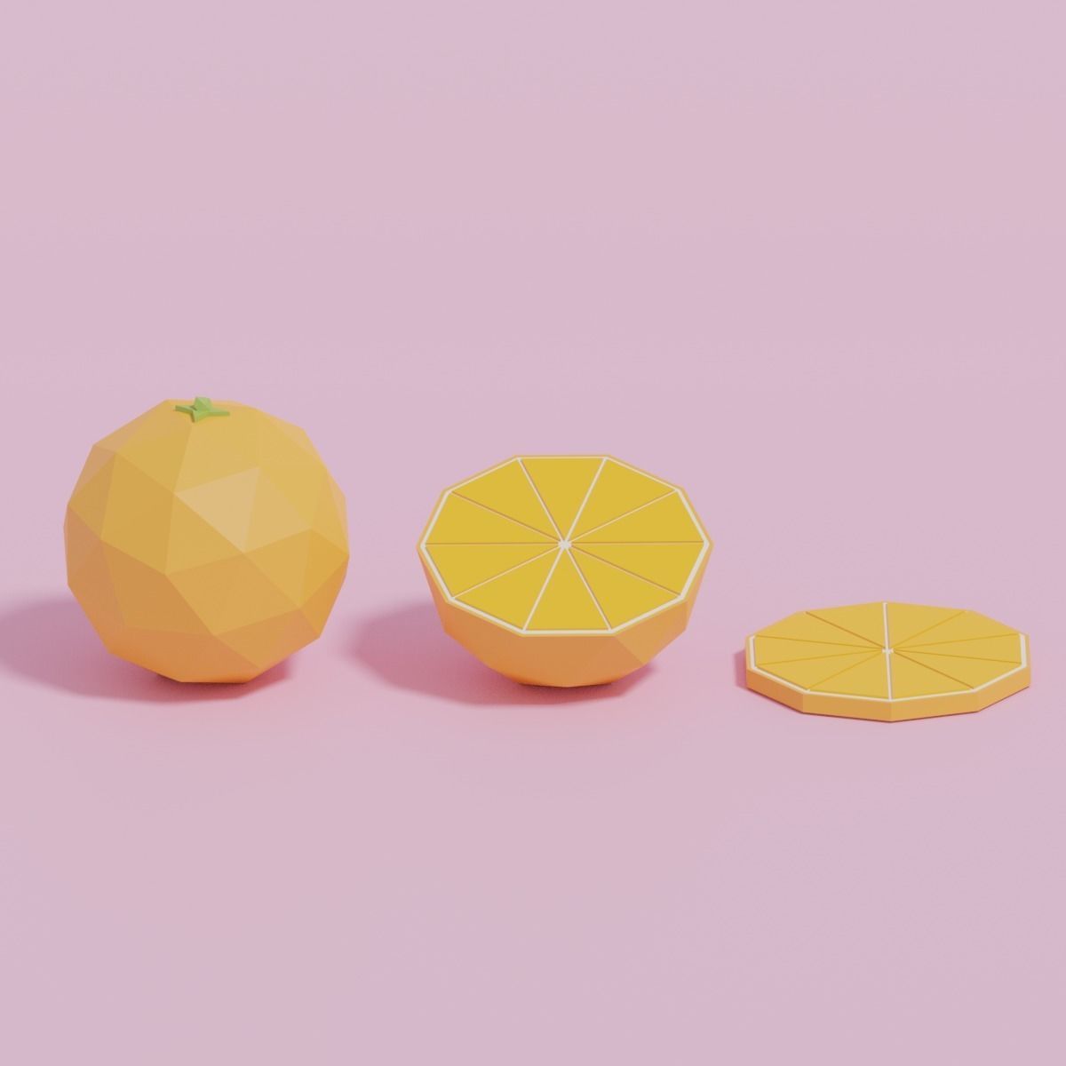 Low Poly Cartoon Orange Low-poly 3D model_6