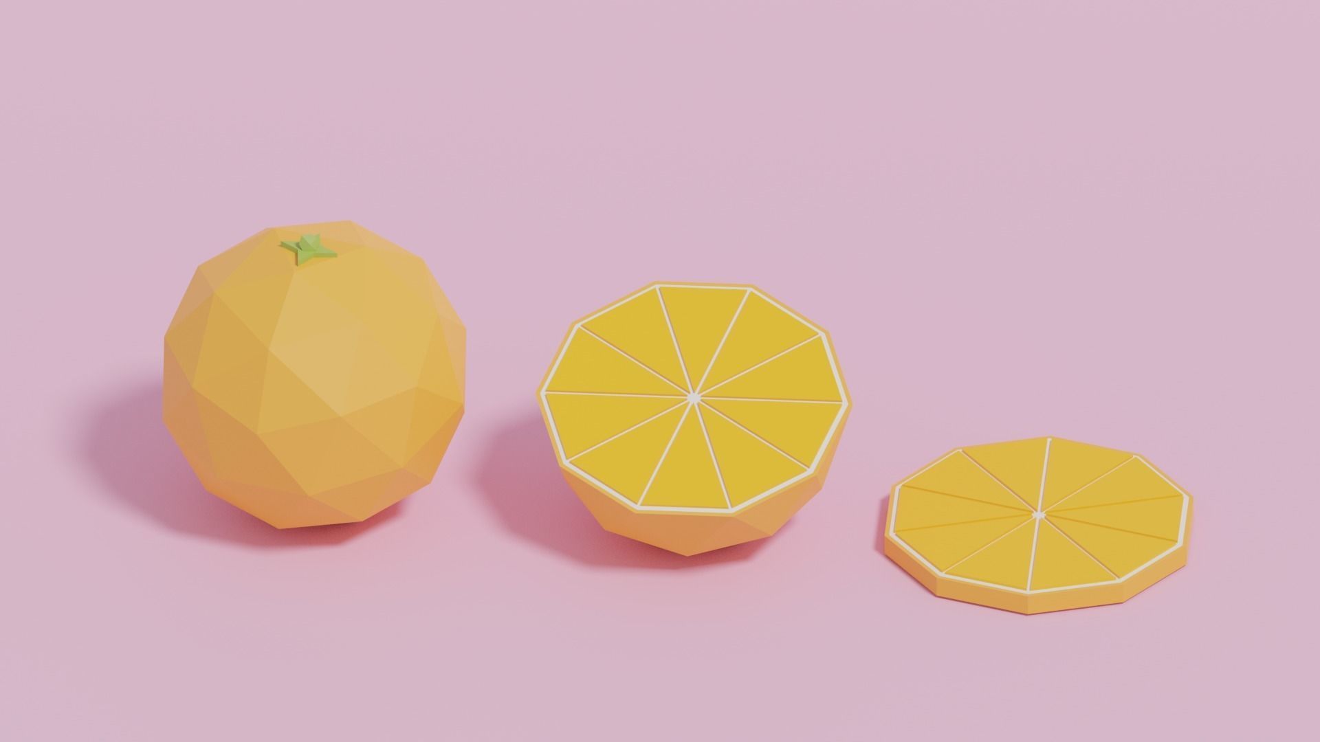 Low Poly Cartoon Orange Low-poly 3D model_2