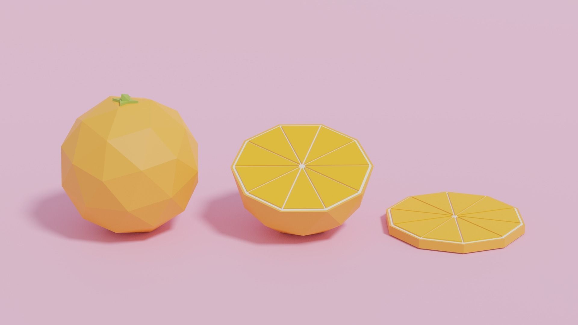 Low Poly Cartoon Orange Low-poly 3D model_1