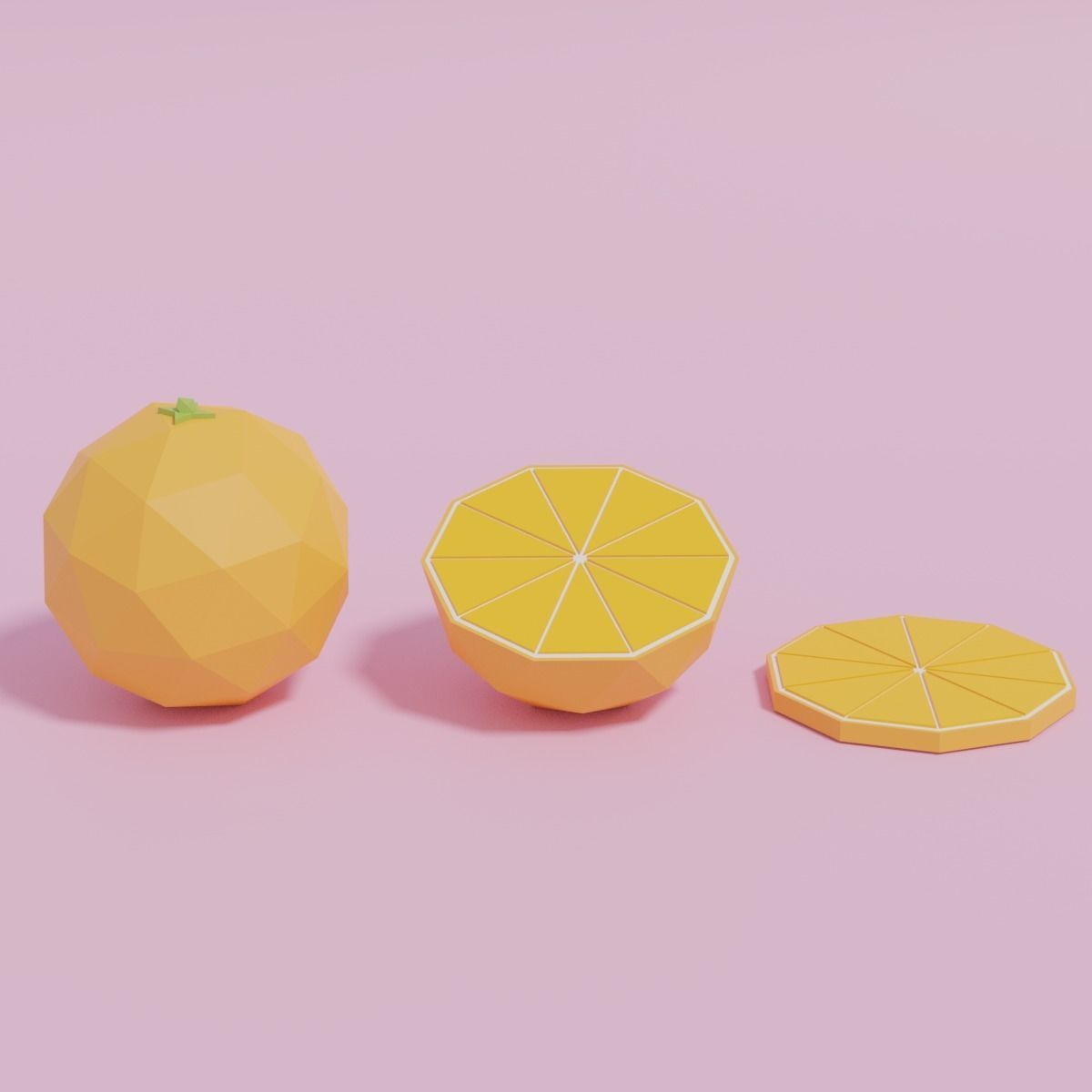Low Poly Cartoon Orange Low-poly 3D model_7