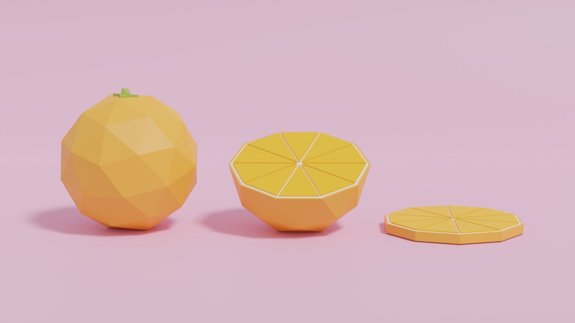 Low Poly Cartoon Orange Low-poly 3D model_5