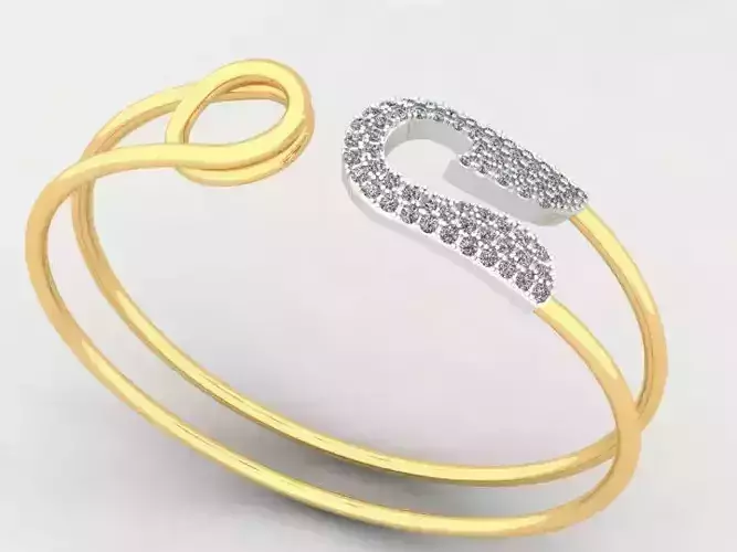 Braslet two gold cuff bracelets with diamonds