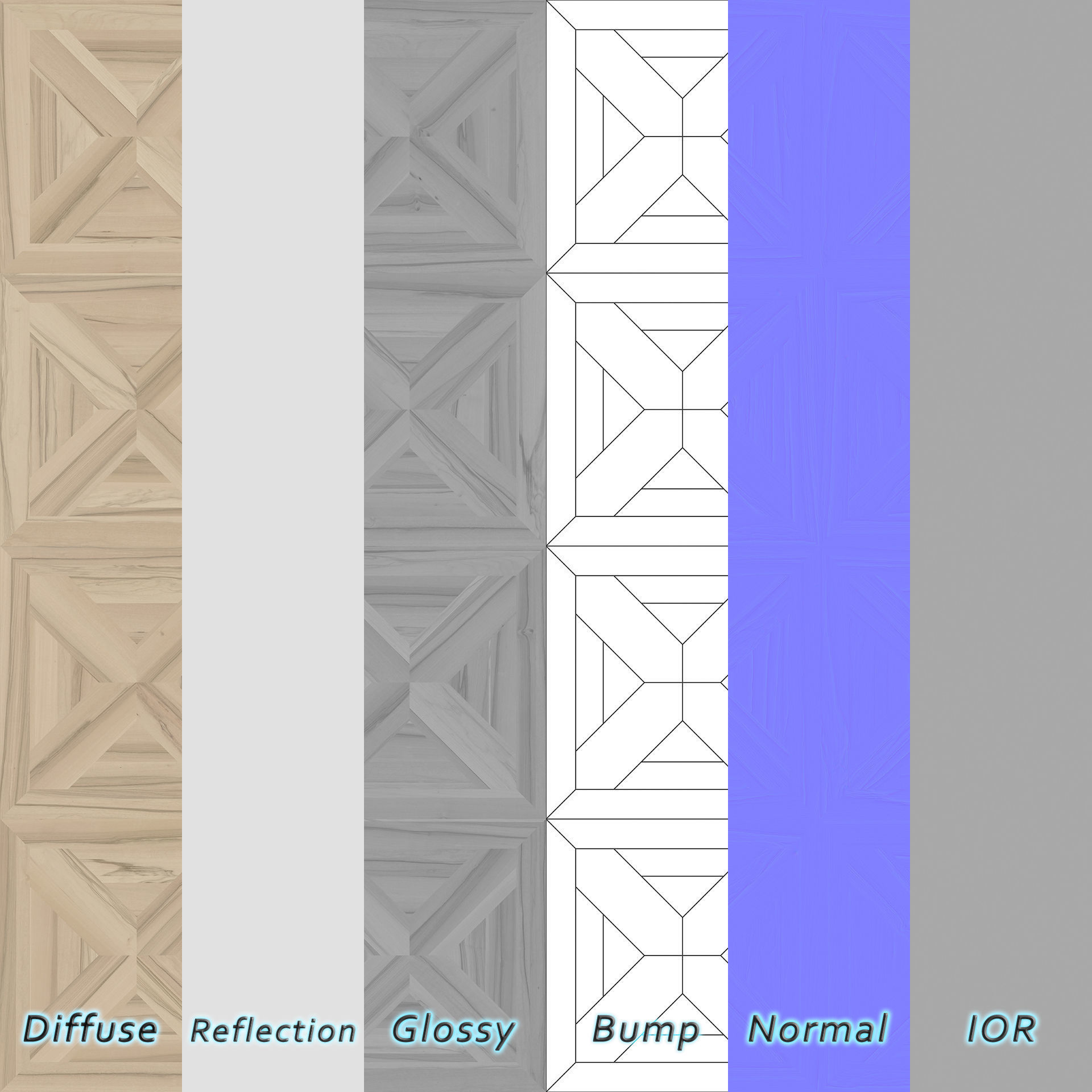 Parquet - Laminate - Wooden floor 4 in 1 3D model_5