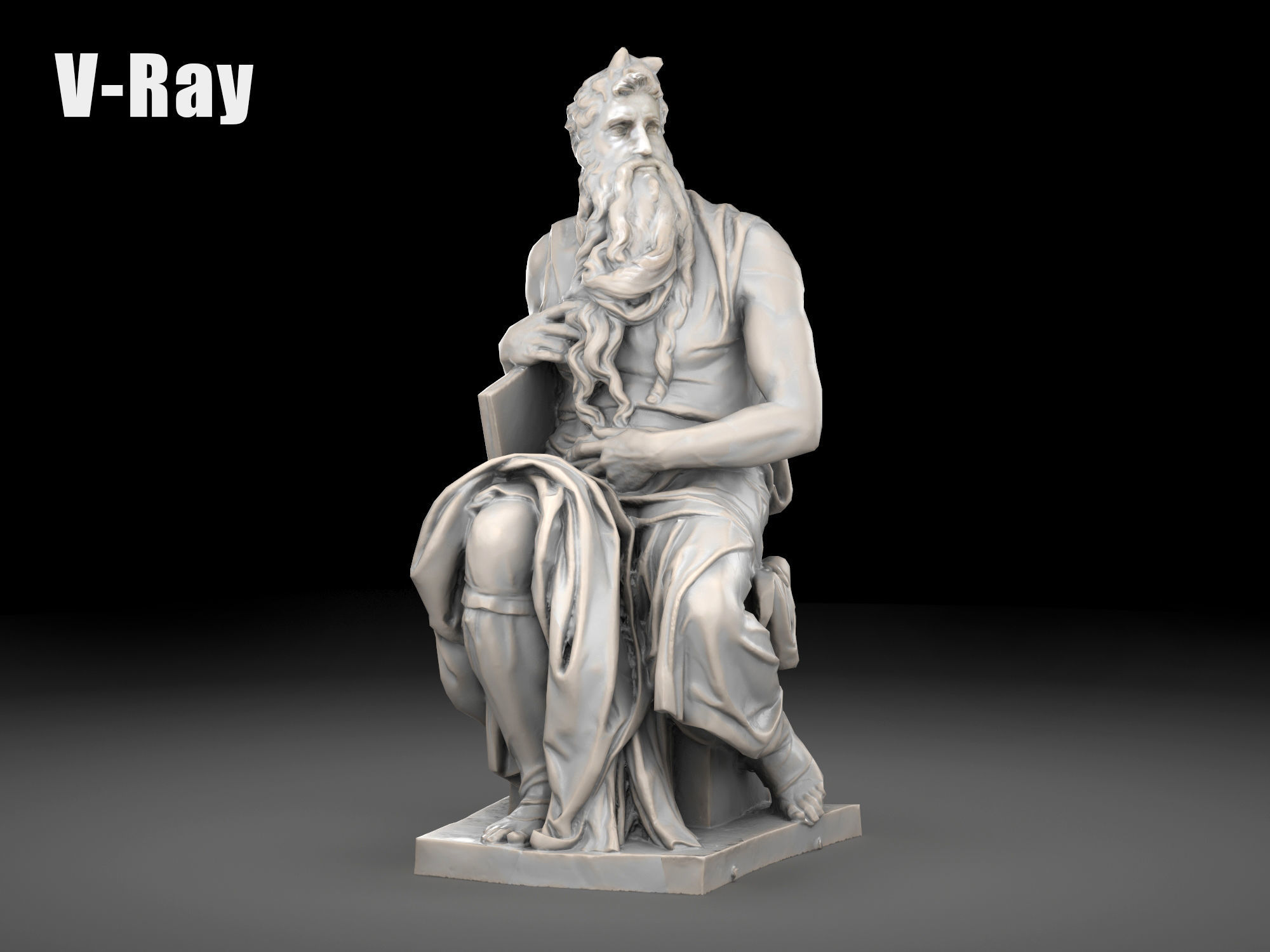 Moses by Michelangelo Low-poly 3D model_22