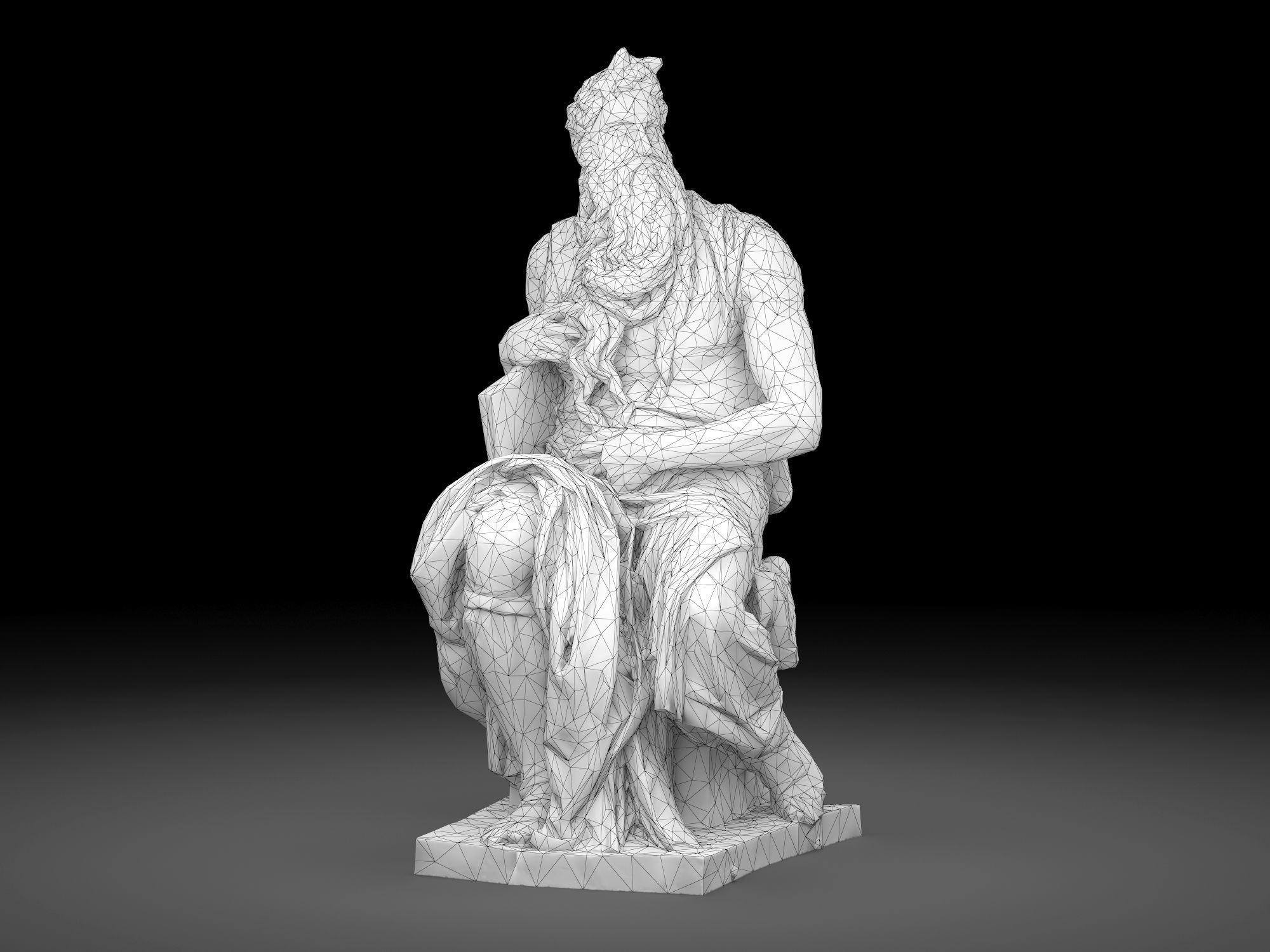 Moses by Michelangelo Low-poly 3D model_16