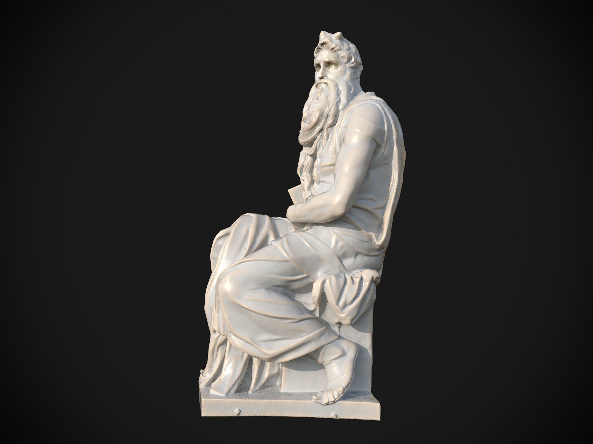 Moses by Michelangelo Low-poly 3D model_3
