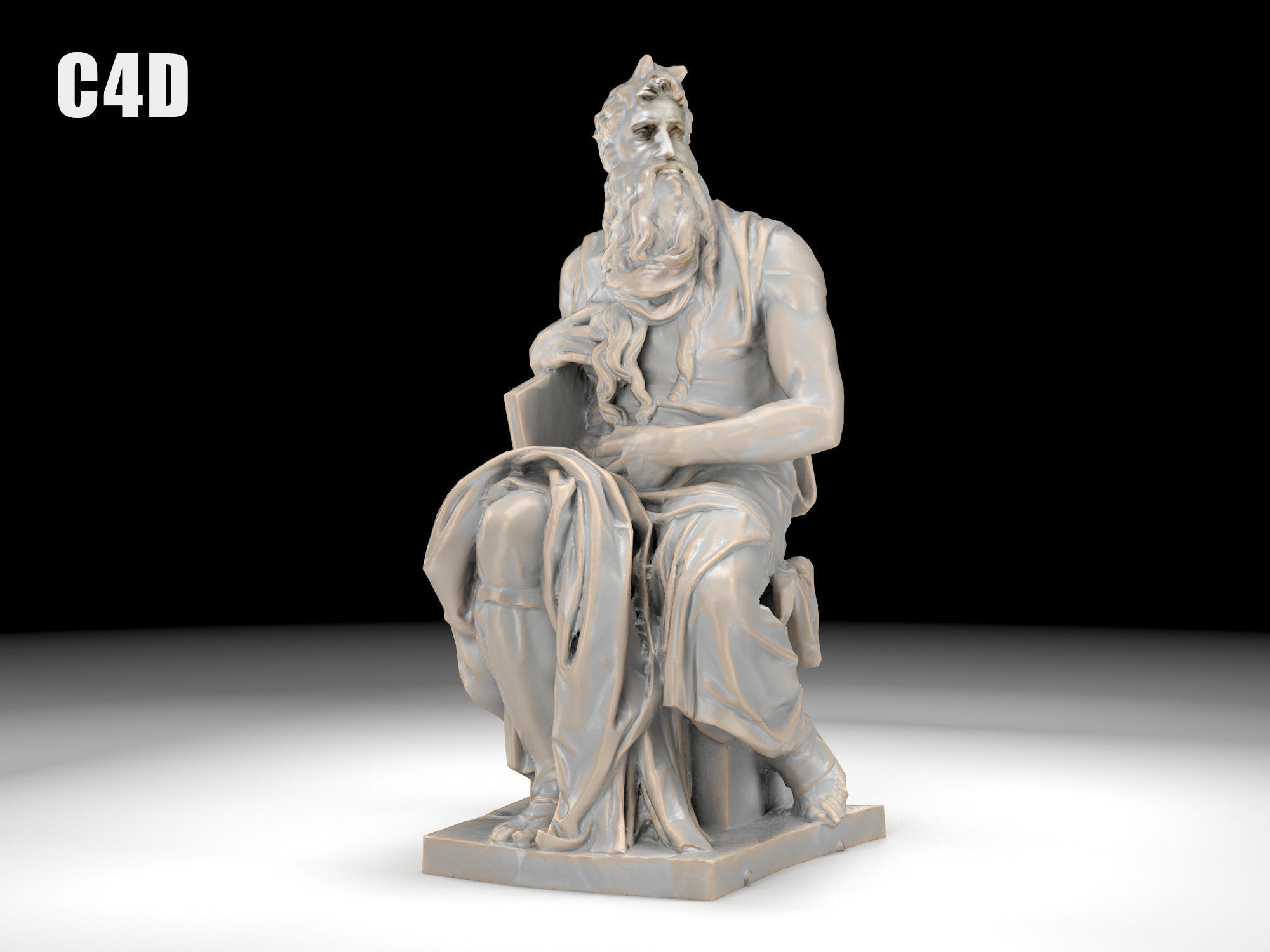 Moses by Michelangelo Low-poly 3D model_23