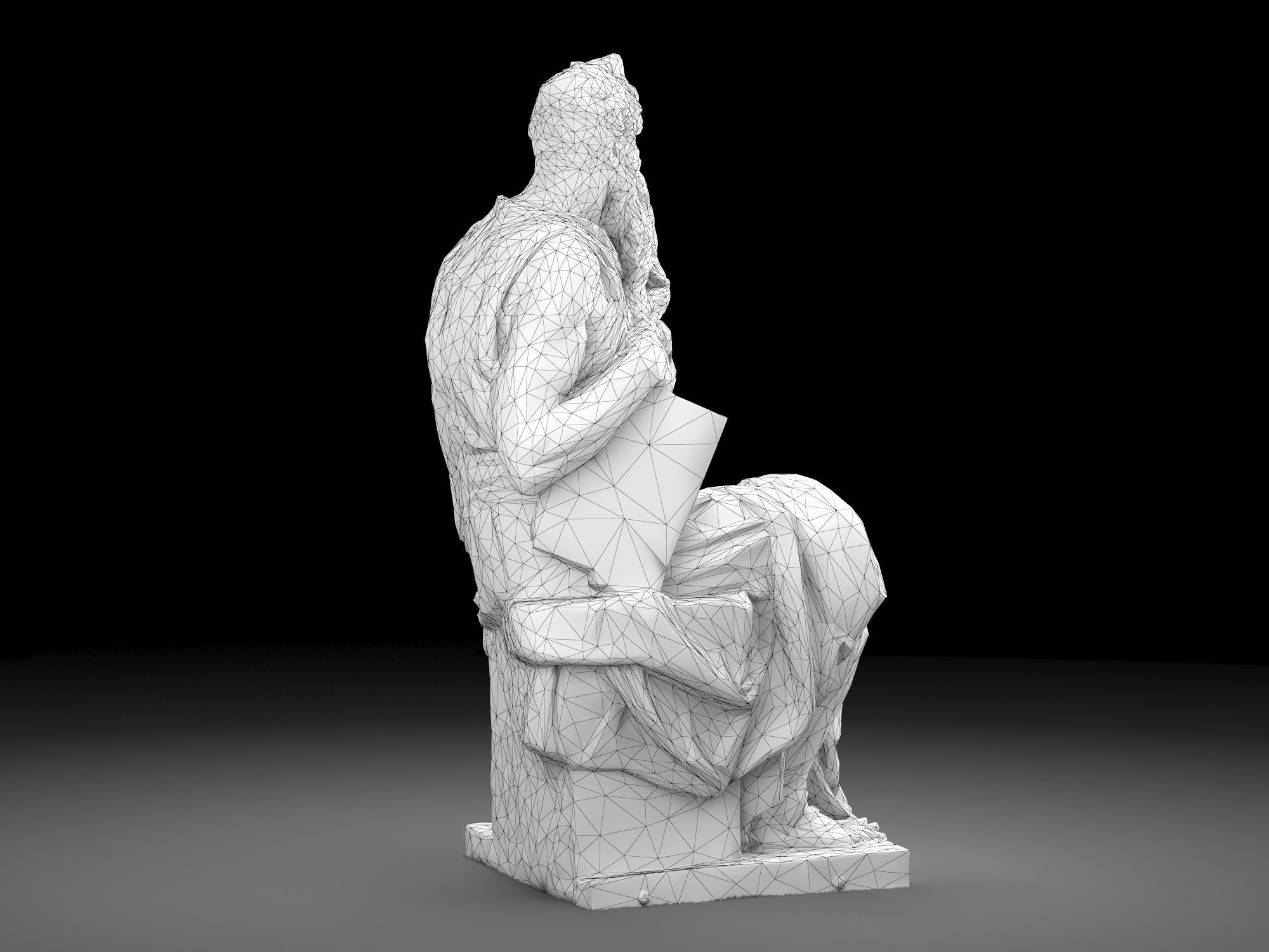 Moses by Michelangelo Low-poly 3D model_17