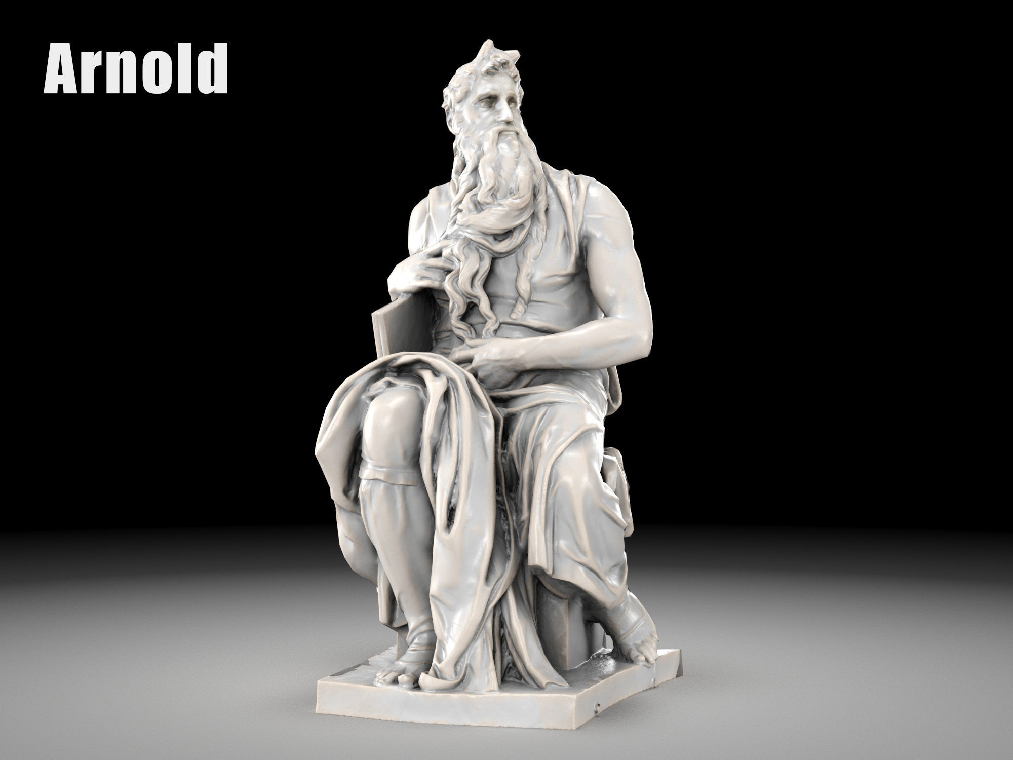 Moses by Michelangelo Low-poly 3D model_21