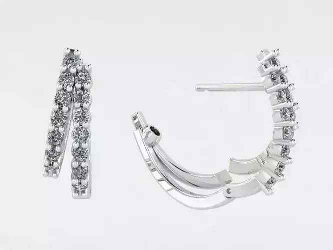 Earring two diamond hoop earrings