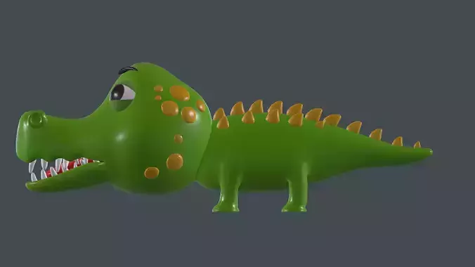 Alligator cartoon Rigged model  Low-poly 3D model