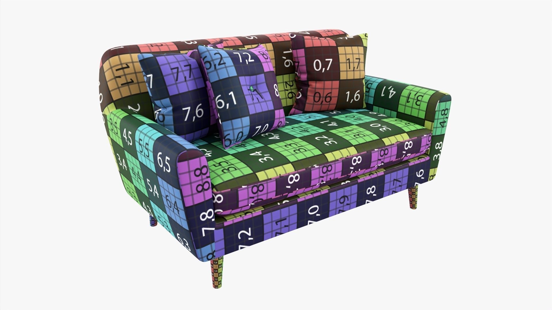Modern 2-seat sofa with pillows 03 3D model_6